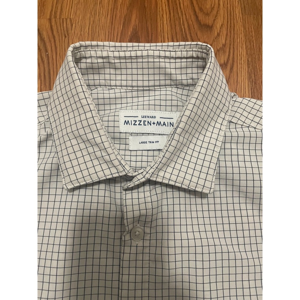 Mizzen+Main Leeward Dress Shirt Mens Large Trim Fit Check Performance - Picture 3 of 13
